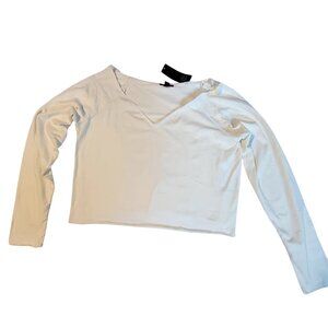 Long-Sleeve V-Neck Long Sleeves White Top Wild Fable  Crafted for comfort XXL